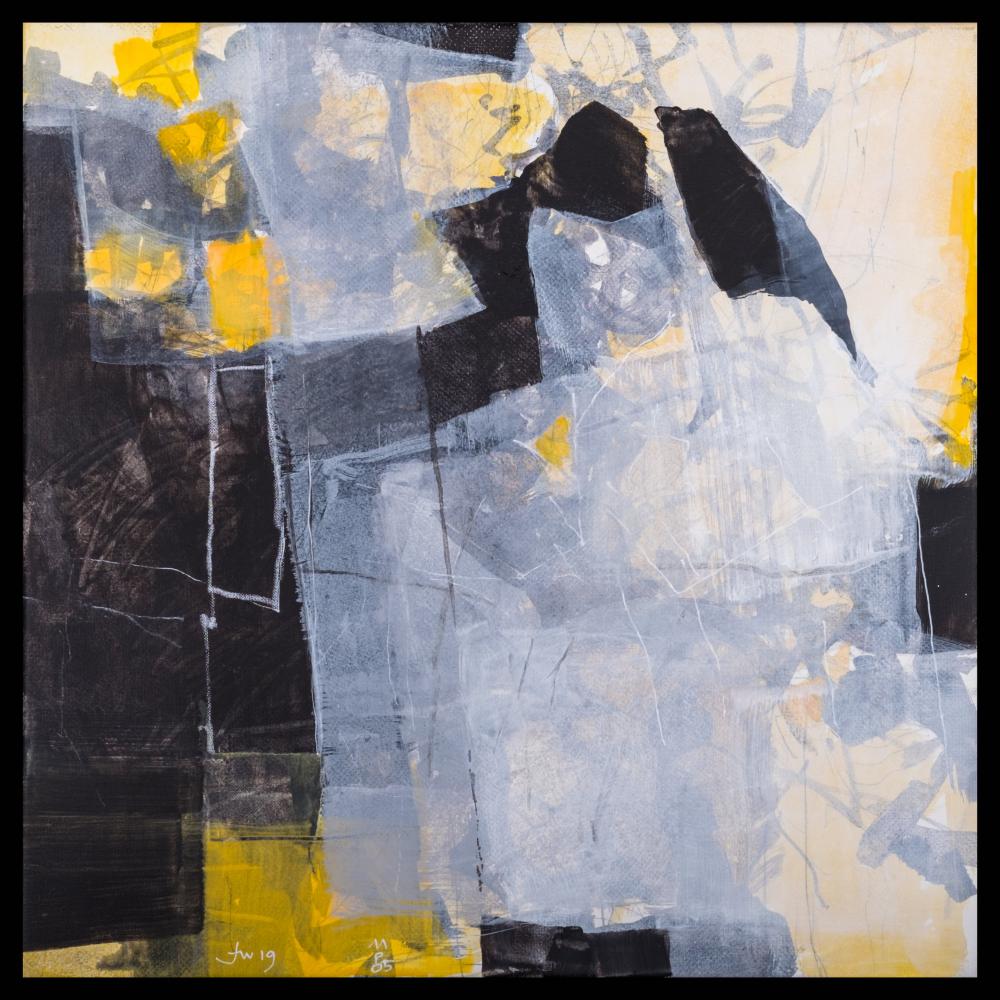 « Mémoire du présent » 6<br>acryl et graphite / toile<br>43 x 43 cm<br>Fr. 1'400.-