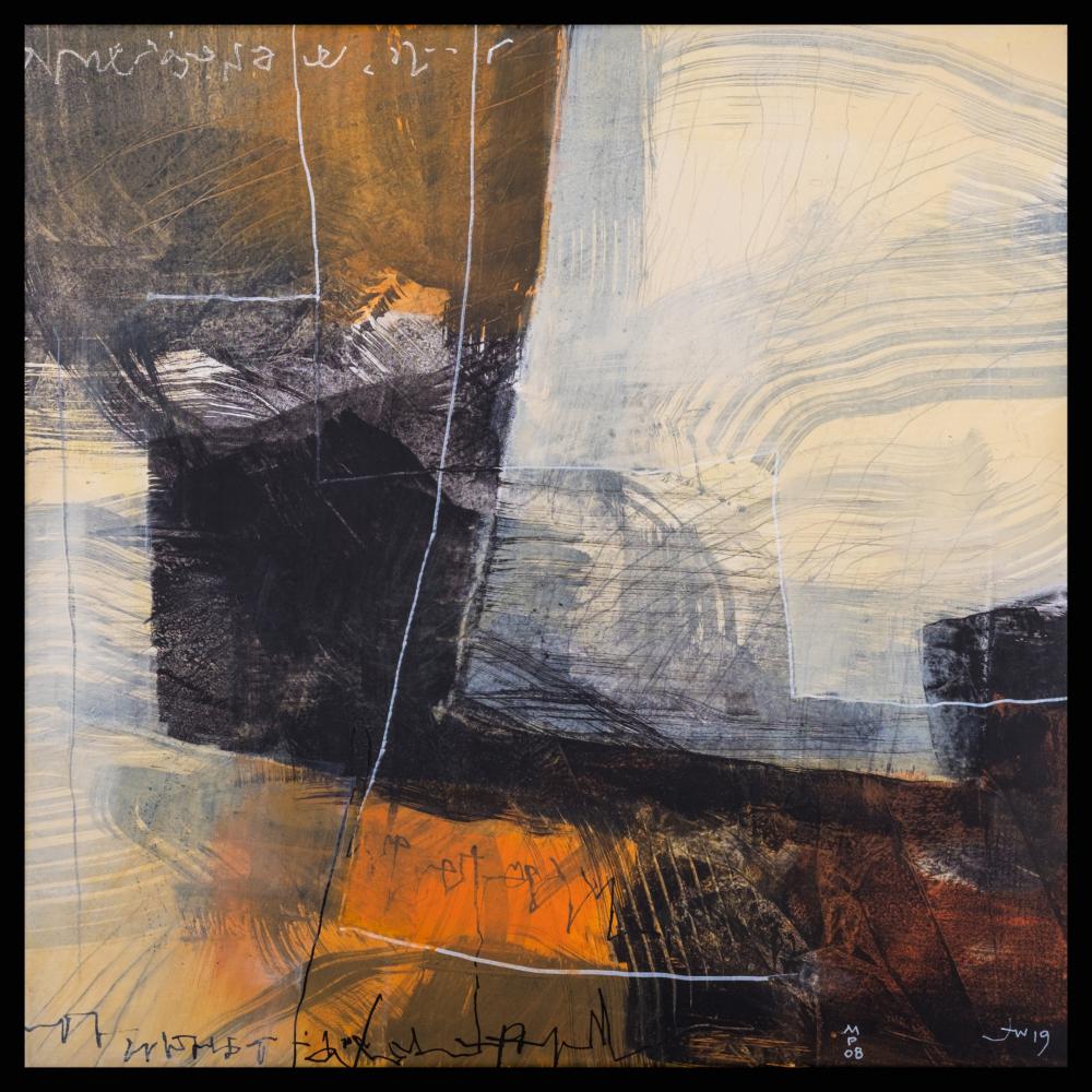 « Mémoire du présent » 8<br>acryl et graphite / toile<br>43 x 43 cm<br>Fr. 1'400.-