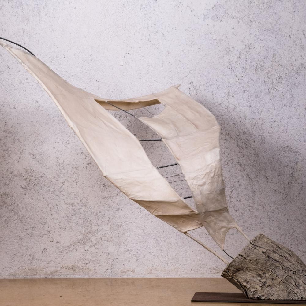 « Aile ventée »<br>fil de fer papier de chine (2005)<br>Fr. 1'200.-