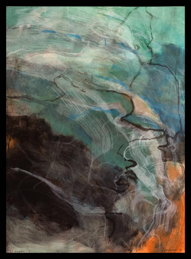 « Thalassa » 15&#60;br&#62;acryl et graphite / toile&#60;br&#62;95 x 70 cm&#60;br&#62;Fr. 3'200.-